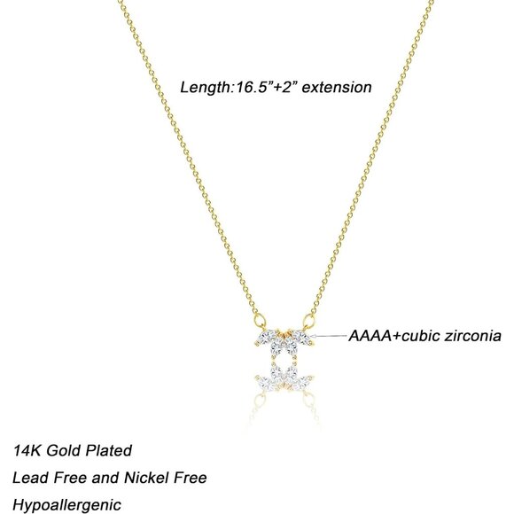 🆕Women’s Gold 14K Gold Plated CZ Heart Star Leaf Pendant Necklace - Picture 6 of 7